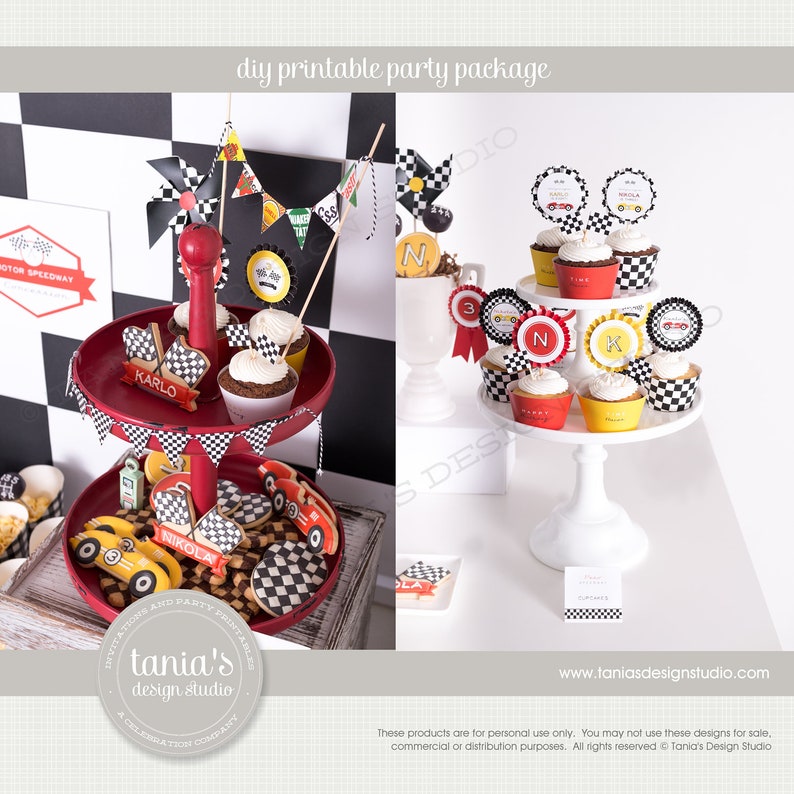 Time Races Racing Race Car Printable Birthday Party Package by tania's design studio image 4