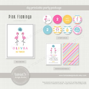 Pink Flamingo Birthday Printable Birthday Party Package by Tania's ...