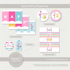 Pink Flamingo Birthday Printable Birthday Party Package by Tania's ...