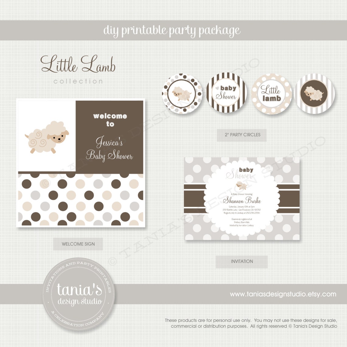 Little Lamb Shower Printable Baby Shower Party Package by - Etsy