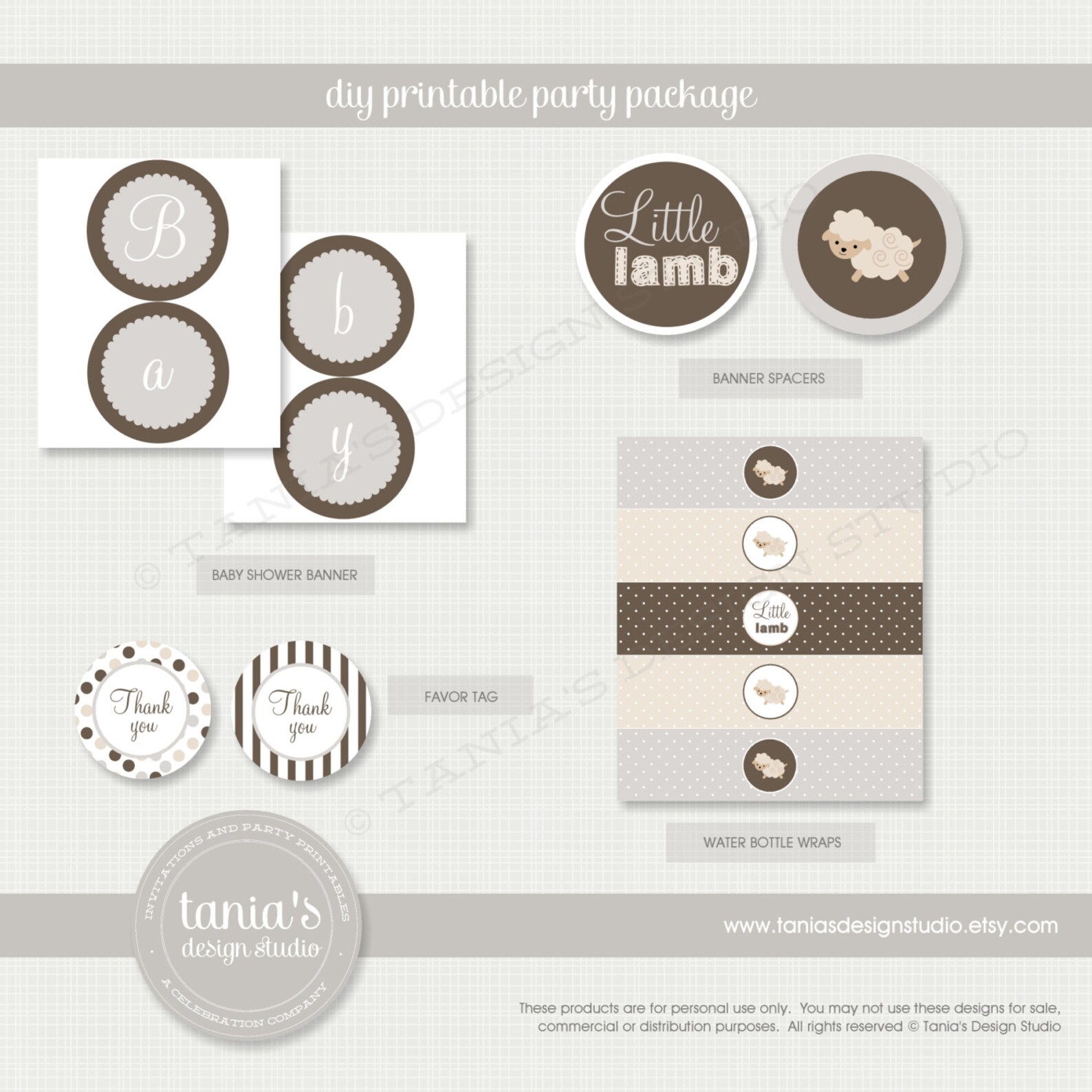 Little Lamb Shower Printable Baby Shower Party Package by Tania's ...