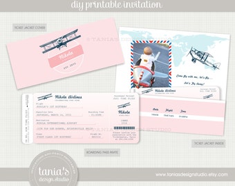 Time Flies Airline Ticket Birthday Invitation by tania's design studio