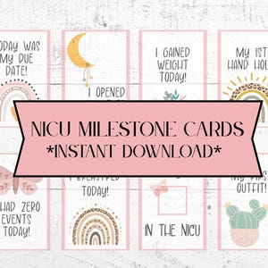 NICU Milestone Cards: Preemie Baby Girl, Printable PDF