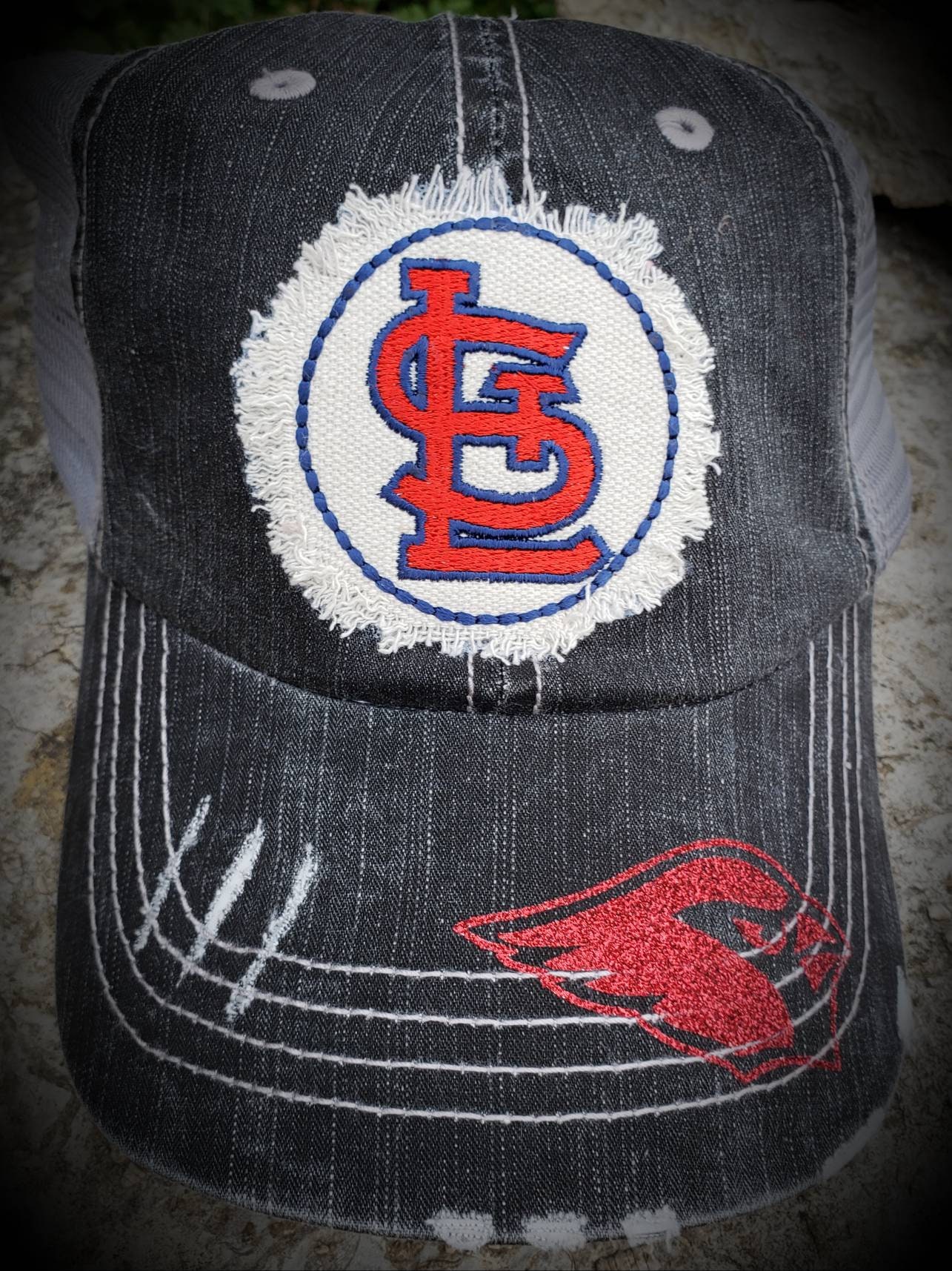 YOUTH adjustable St. louis Cardinals BLINGED ballcap (ages 4-7) or small  head — Hats N Stuff