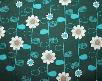 Fitted Pack n Play Sheet - Flowers on dark teal  - Mattress 25.5 x 37.5