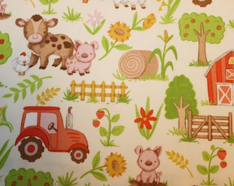 Fitted Pack n Play Sheet - Farm Babies on off white  - Standard size sheet - Mattress 25.5" x 37.5"