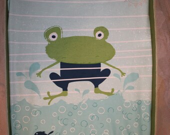 Fitted Pack n Play Sheet - Frog Ready Set Splash panel