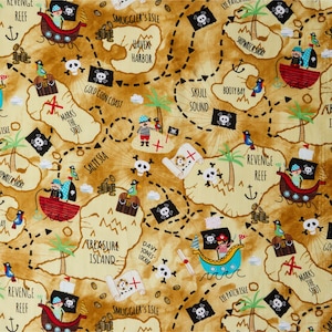1 Kinderbettlaken mit Piratenkarte