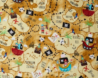 1 Children's Cot Sheet - Pirate Map