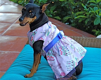 Pretty Pink or Black Happy Birthday Dog Dress or Dog Tutu for Dogs, Cats and Puppies