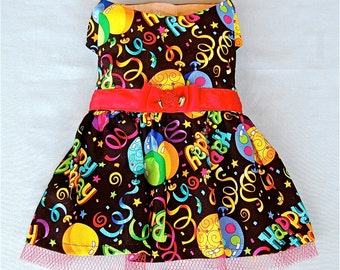 Happy Birthday Black or  Happy Birthday Pink Dog Birthday Dress   for Dogs, Cats and Puppies XS-XL