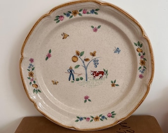 Vintage International Heartland schotelkom bord 7774 Farmhouse-folklectische scène