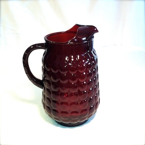 Anchor Hocking Provincial Bubble 64 oz. pitcher RED glass vintage