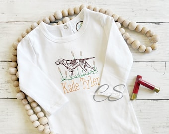 Bird Hunting Baby Outfit | Quail Hunting Baby | Baby Boy Going Home Outfit | Baby Boy Shower Gift | Baby Hunting Outfit | Bird Dog Baby