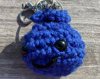 Blueberry Keychain, Crocheted Blueberry Keychain, Crocheted Blueberry, Crocheted Fruit, Crocheted Keychain, Fruit Keychain, Stocking Stuffer