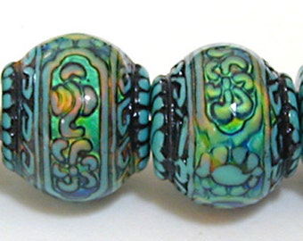 Mirage 11 x 12.5mm blue mystique color-changing mood bead 5 beads