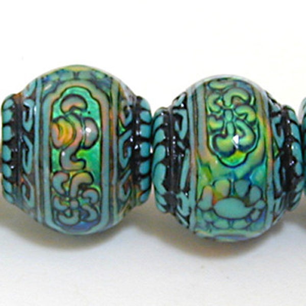 Mirage 11 x 12.5mm blue mystique color-changing mood bead 5 beads