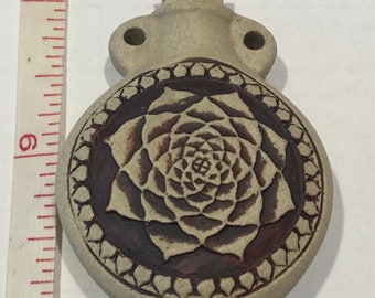 Peruvian Clay lotus bottle for oils, ashes, dried herbs, potions