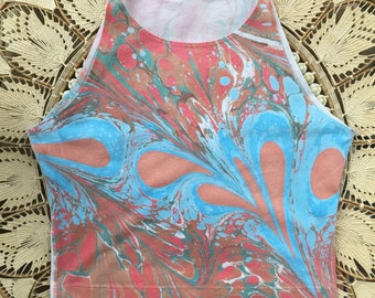 Hand Marbled Crop Top LARGE