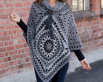 Crochet poncho ,  crochet top, Pullover in wool and alpaca, Clothing autumn winter. Handmade. SELECT COLOR and SIZE