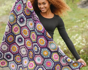 Häkeln Sie, stricken Wolle Decke, Sechsecke, Spitze Tagesdecke Handarbeit (Code 64)