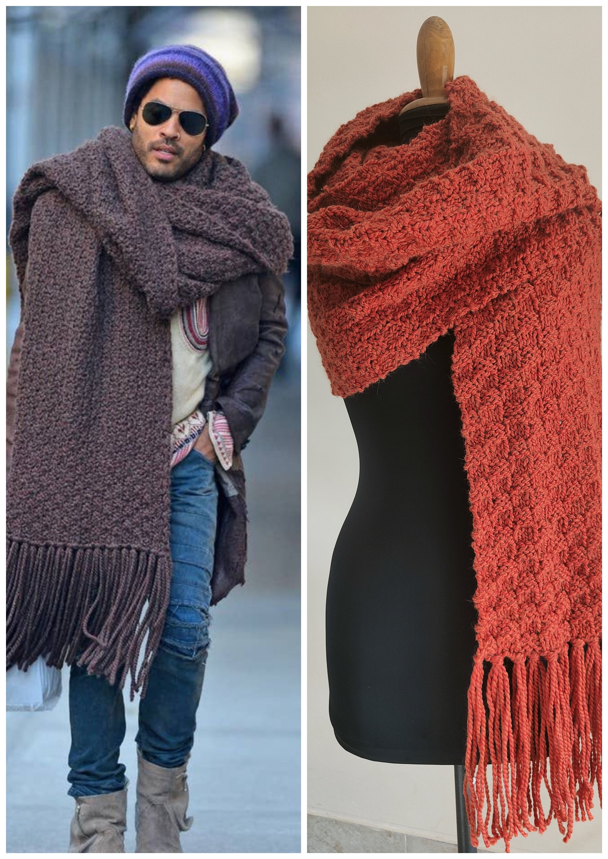 READY TO SHIP. Maxi Scarf Inspired by Lenny Kravitz, Extra