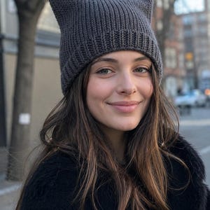 DOWNLOAD PDF, Cat hat, knitted women's hat, winter hat, girl's hat, instructions for making it