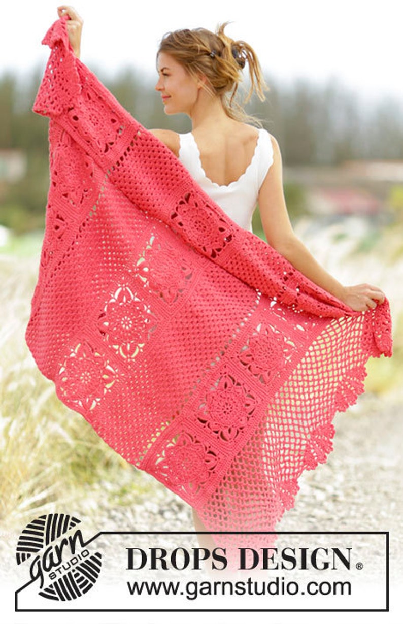 Crochet Cotton Blanket, Covered With a Crocheted Square Cotton, Lace