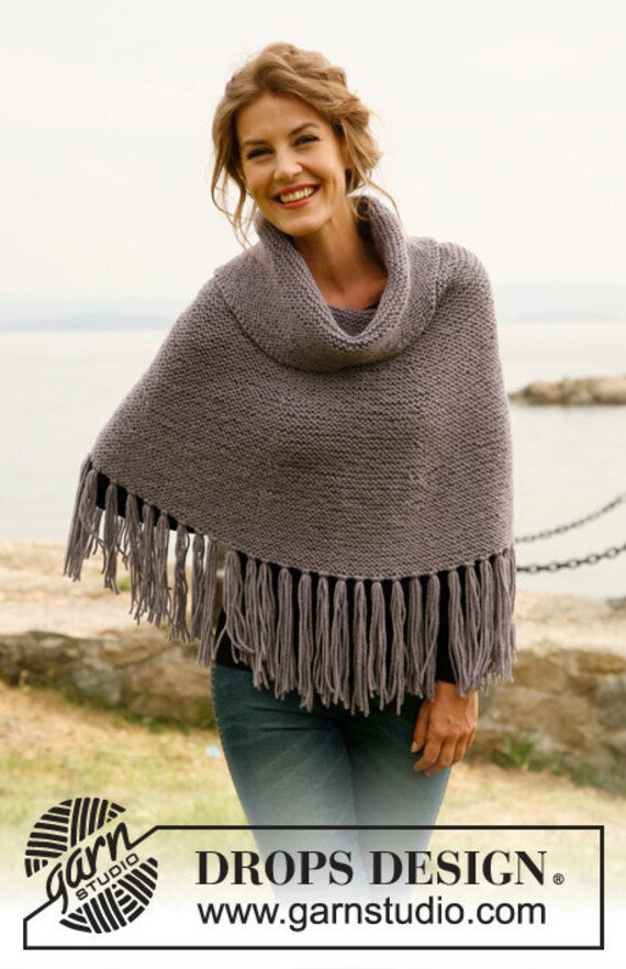 Poncho tejida con flecos, ropa de mujer, capa de invierno de otoño