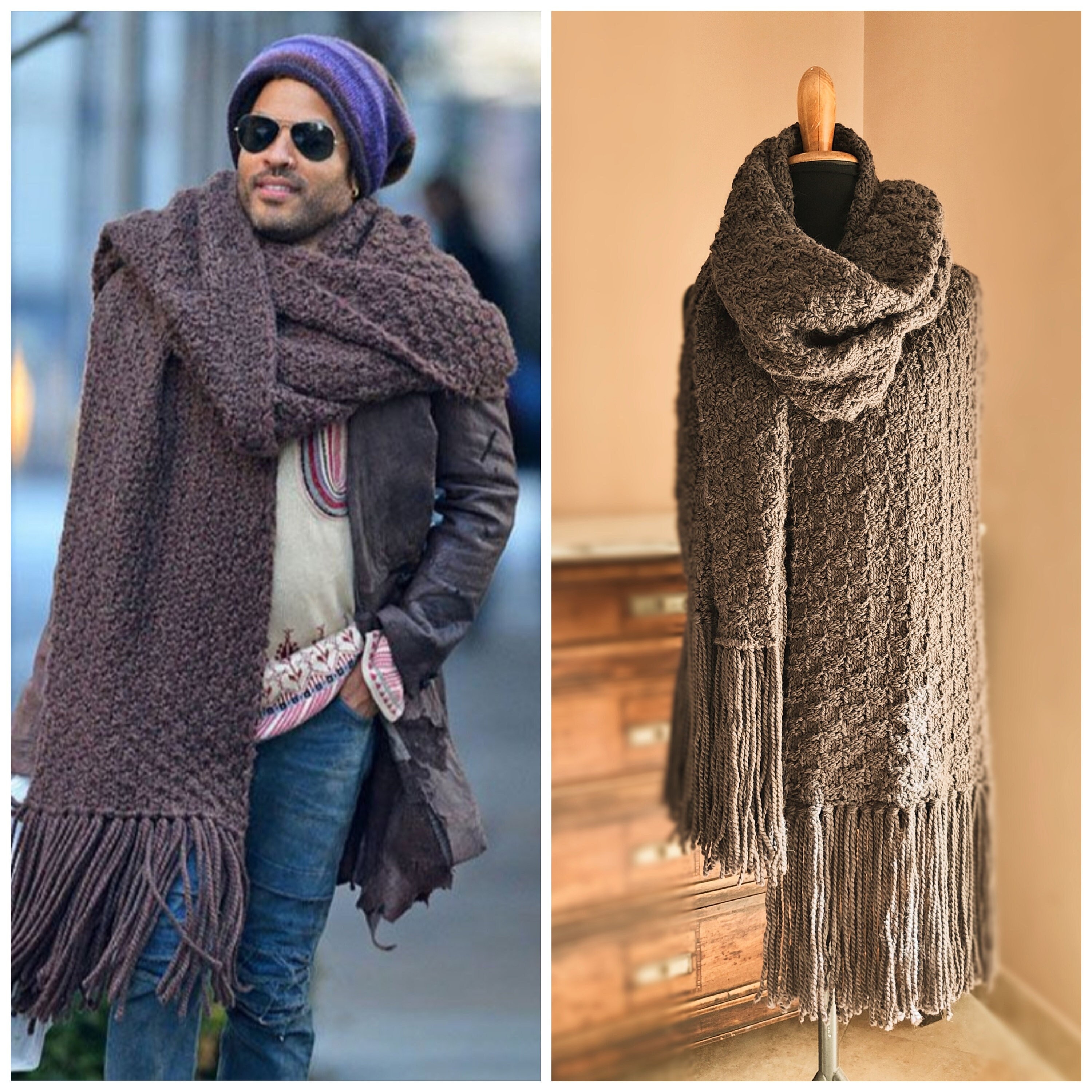 CHOOSE YOUR COLOR. Maxi Scarf Inspired by Lenny Kravitz, Extra