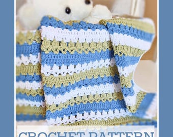 Patron PDF, Couverture bébé au crochet, Couverture facile, Couverture en coton, Patron de couverture rayée, Couverture de berceau pour débutants