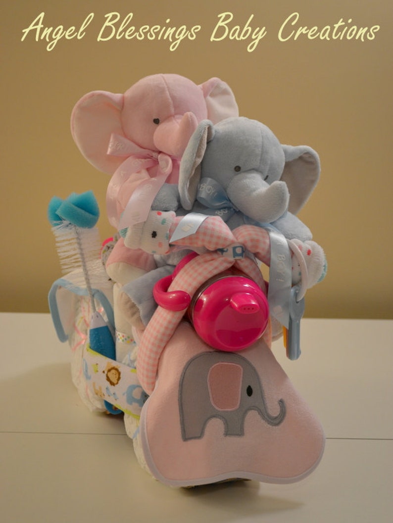 Twin Motorcycle Diaper Cake Boy Girl Gender Neutral Baby Etsy