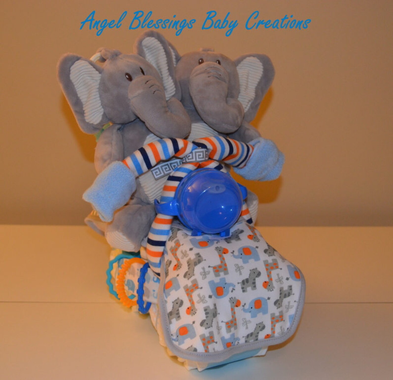 Twin Motorcycle Diaper Cake Boy Girl Gender Neutral Baby Etsy
