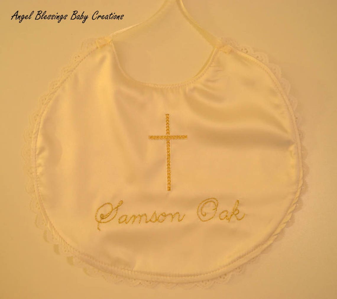 Antique White Christening Bib Gender Neutral Baptism Bib Etsy