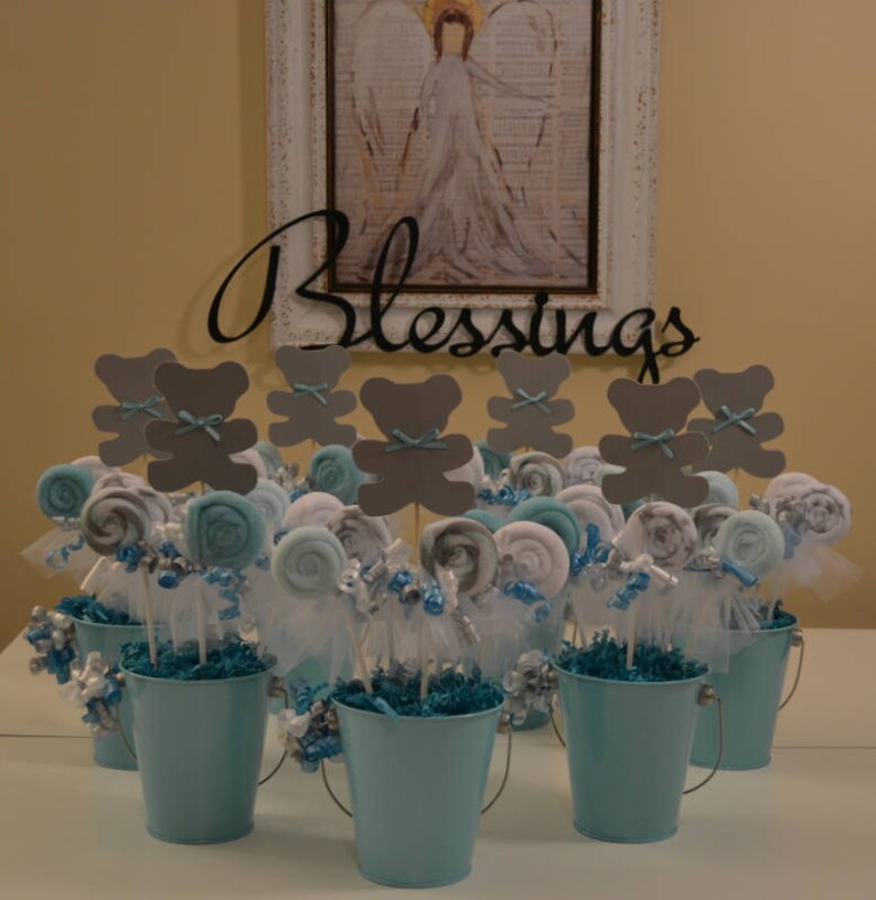Baby Shower Centerpieces With Washcloth Lollipop Favors To Etsy