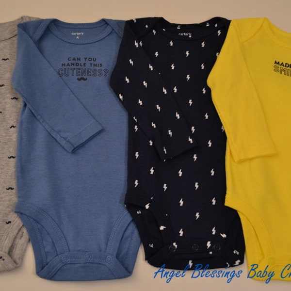 Baby Boy Clothing Cupcakes "Made You Smile" 6 Months Size Long Sleeved Bodysuits "Can You Handle This Cuteness?" Unique Baby Gift