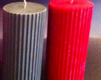 Handmade Custom-Made 3x6 Fluted Pillar Candle