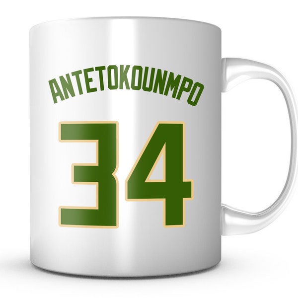 Milwaukee Mug - Pick The Name or Customize - Basketball Jersey Coffee Gift