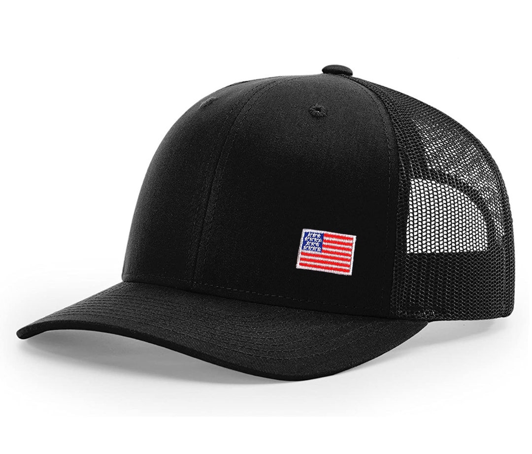 American Flag Trucker Hat, Made in USA Hat, USA Flag Hat, USA Baseball Hat, America Hat, Black