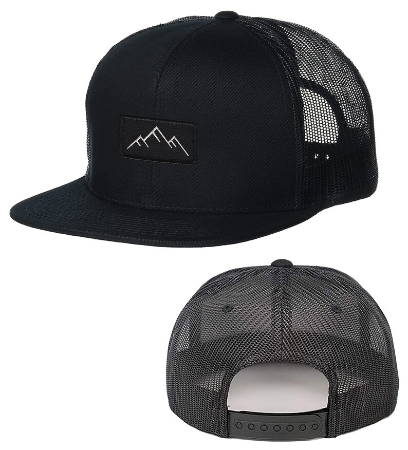 Mountain Trucker Hat Flat Brim Mesh Hiking Hat Mesh Hunting Etsy