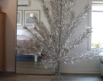 Vintage 6 ft tall Silver Aluminum Christmas Tree