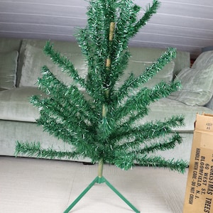 Vintage 4 ft tall Mid Century Green Christmas Tree image 2