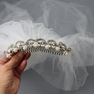 Vintage Wedding Veil with Silver Comb image 1