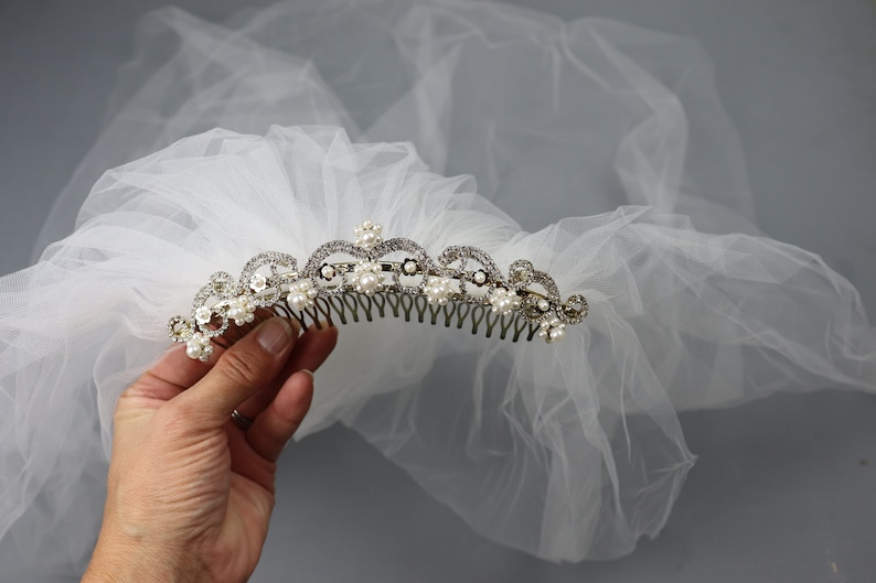 Vintage Wedding Veil with Silver Comb image 1