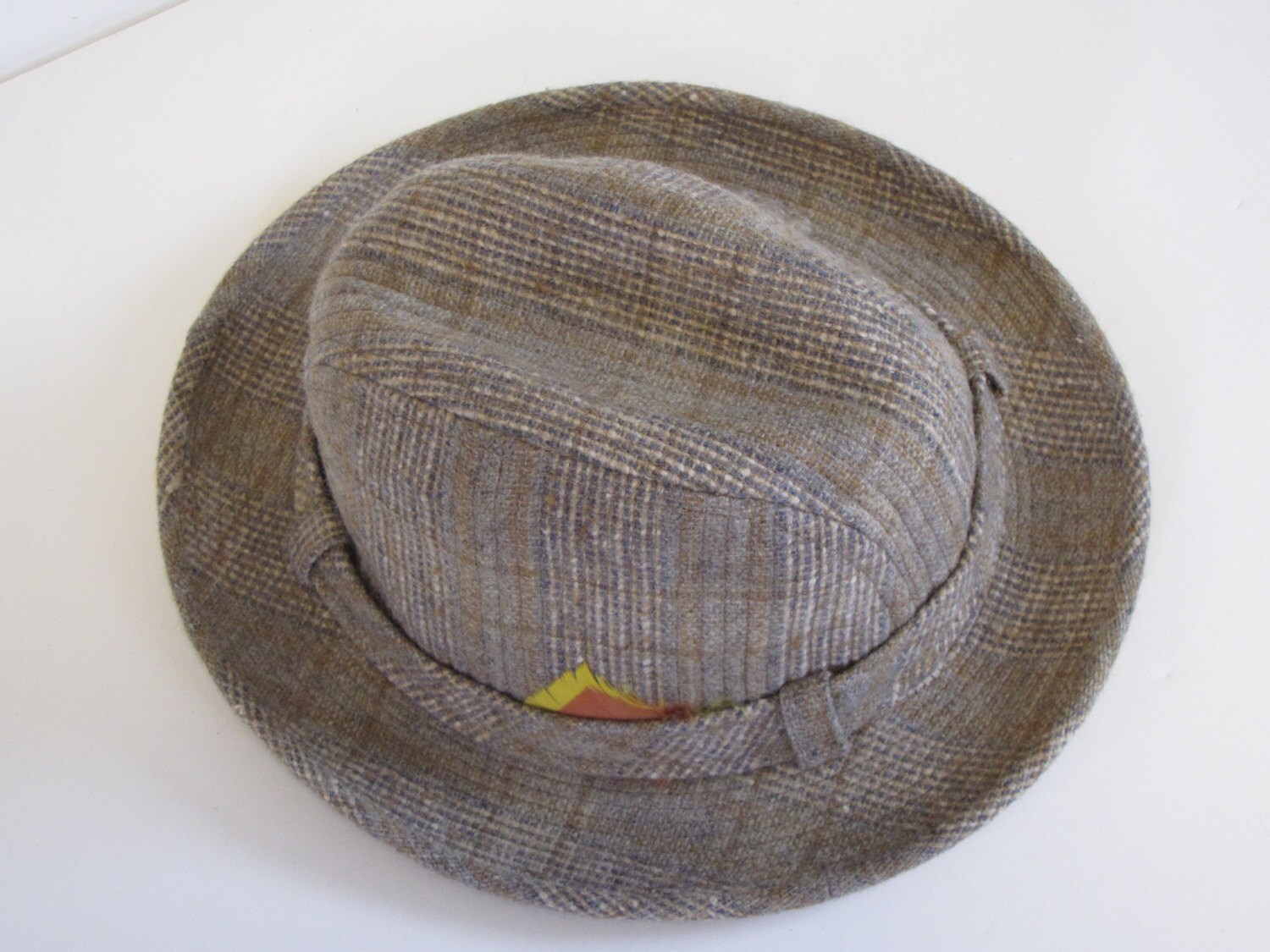 Vintage Unisex Mens Brown Plaid Fedora Hat Size 7 Etsy
