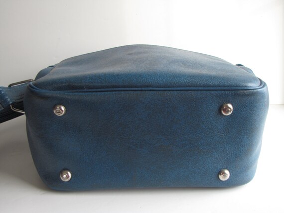 SALE Vintage Vivid Blue Vinyl Carry On Luggage / … - image 6