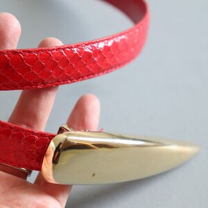 SALE Vintage Women&#39;s Red Snake Skin Belt  - 31 to 35 inches