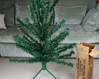 Vintage 4 ft tall Mid Century Green Christmas Tree