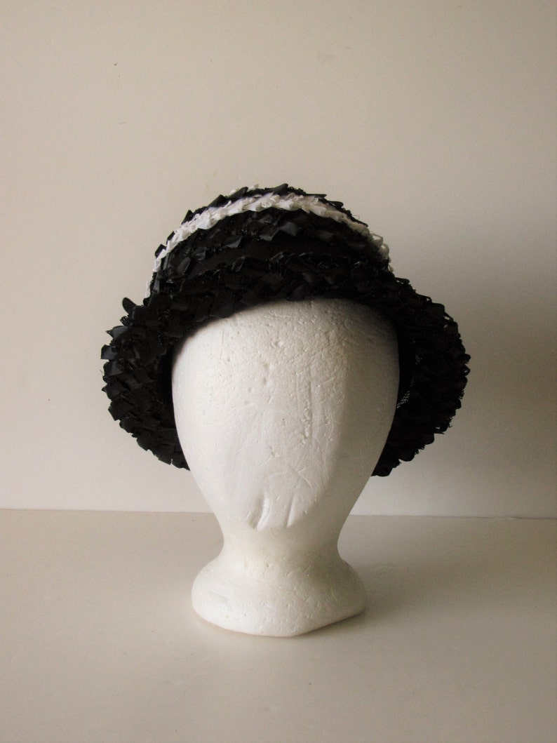 Vintage Black & White Summer Straw Hat image 4