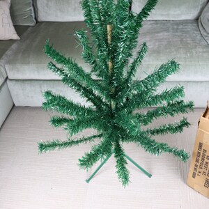 Vintage 4 ft tall Mid Century Green Christmas Tree image 3